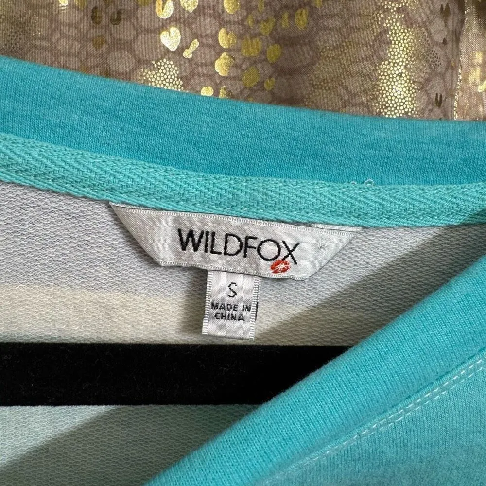 Wildfox Purple Aqua Striped Sleep Lounge Top Shorts 2 Piece Set Small NWT - Image 3