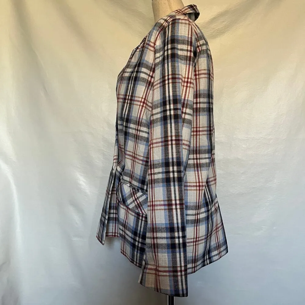 Gilli Plaid Women Blazer Sz S Preppy One Button Academia Checkered Soft Girl Y2K Blue - Image 4