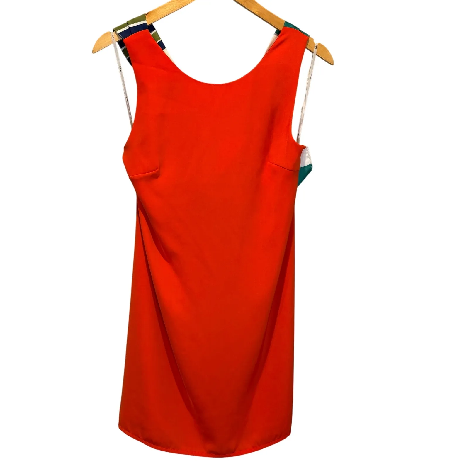 Lulus Orange Red Shift Dress With Multi-Color Satin Tie Back - size Medium - Image 3