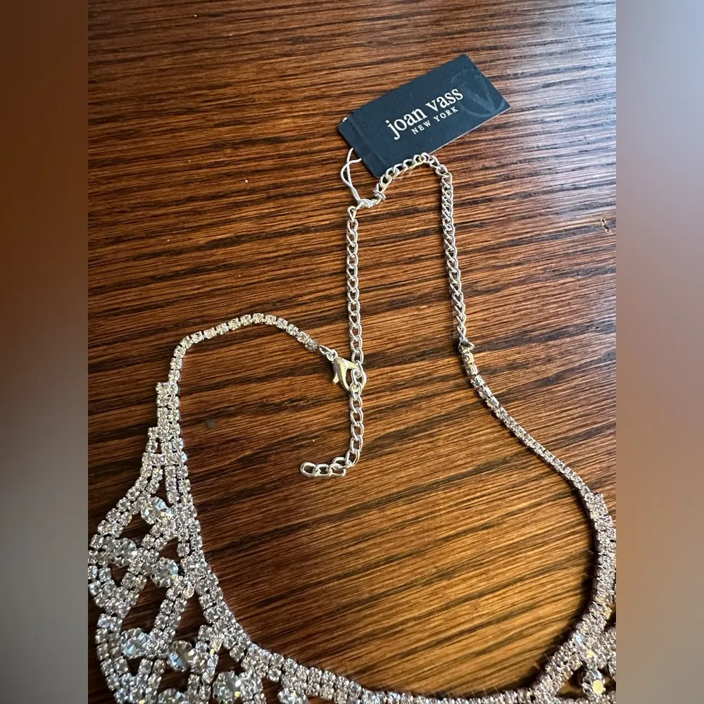 Joan vass New York 925 sterling silver paved diamonds necklace 16+2” inches - Image 3