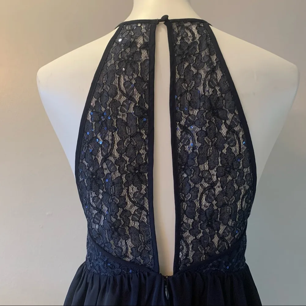 Lulu’s | Lace & Sequin Navy Skater Dress Blue - Image 5