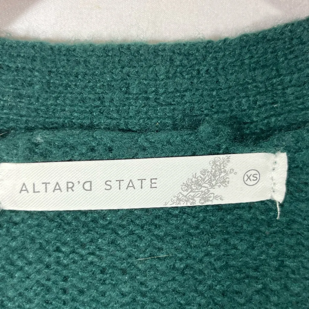 ALTAR’D STATE SWEATER SHRUG CARDIGAN OPEN FRONT‎ SUPER SOFT XS GREEN PREOWN A76 - Image 3