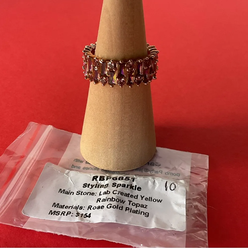 Bomb Party RBP6651 “Styling Sparkle” LC Topaz on Rose Gold Size 10 Ring NWT - Image 3