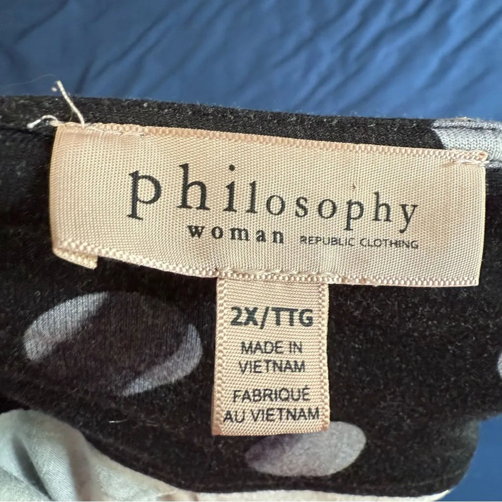 Philosophy Black Blouse with White Polka Dots 2X - Image 2