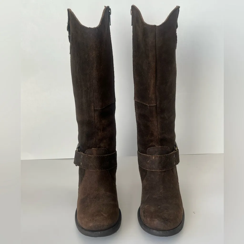 Born Loreza western tall leather boots harness buckle 6 Brown - Image 5