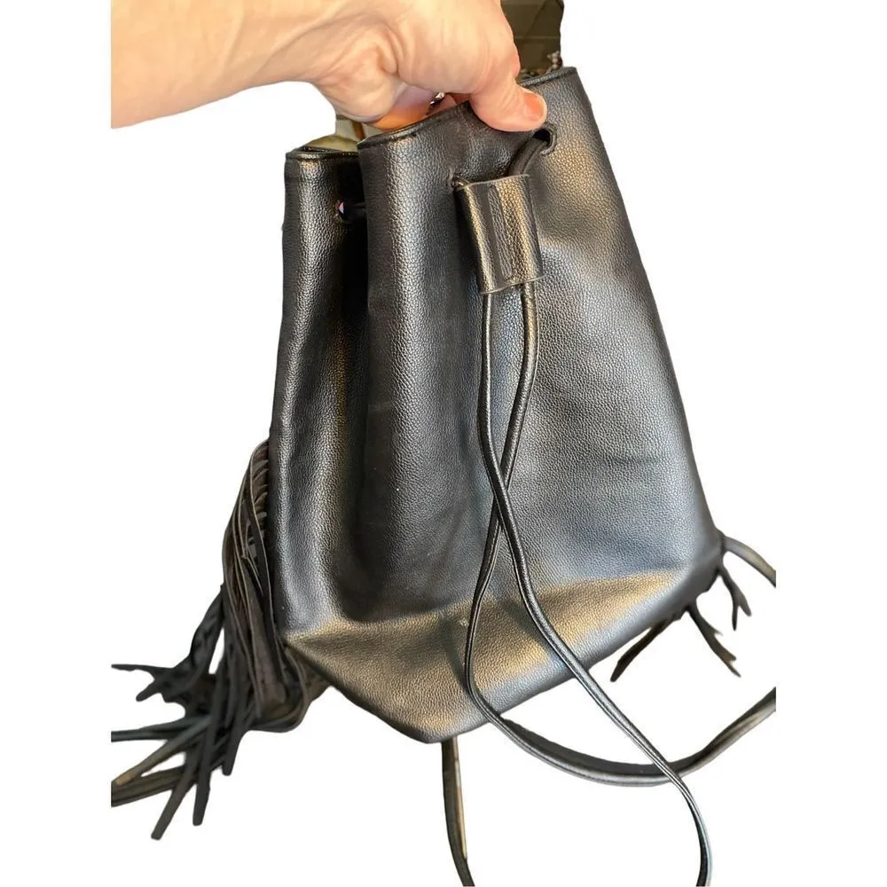 Victorias Secret Black Boho Backpack Fashion Show Bag Fringe - Image 9
