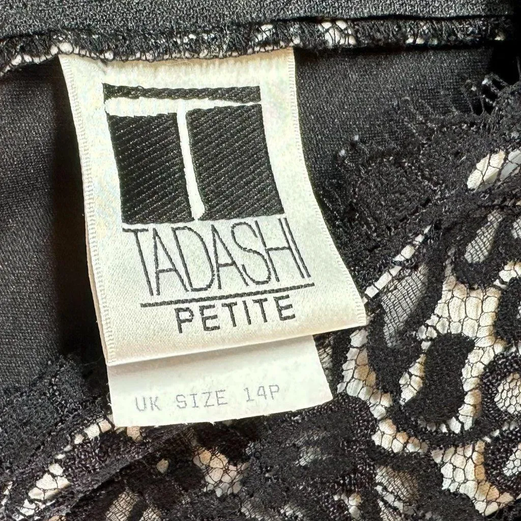 Tadashi Black Lace Overlay Cocktail Dress US Size 12 Petite - Image 7