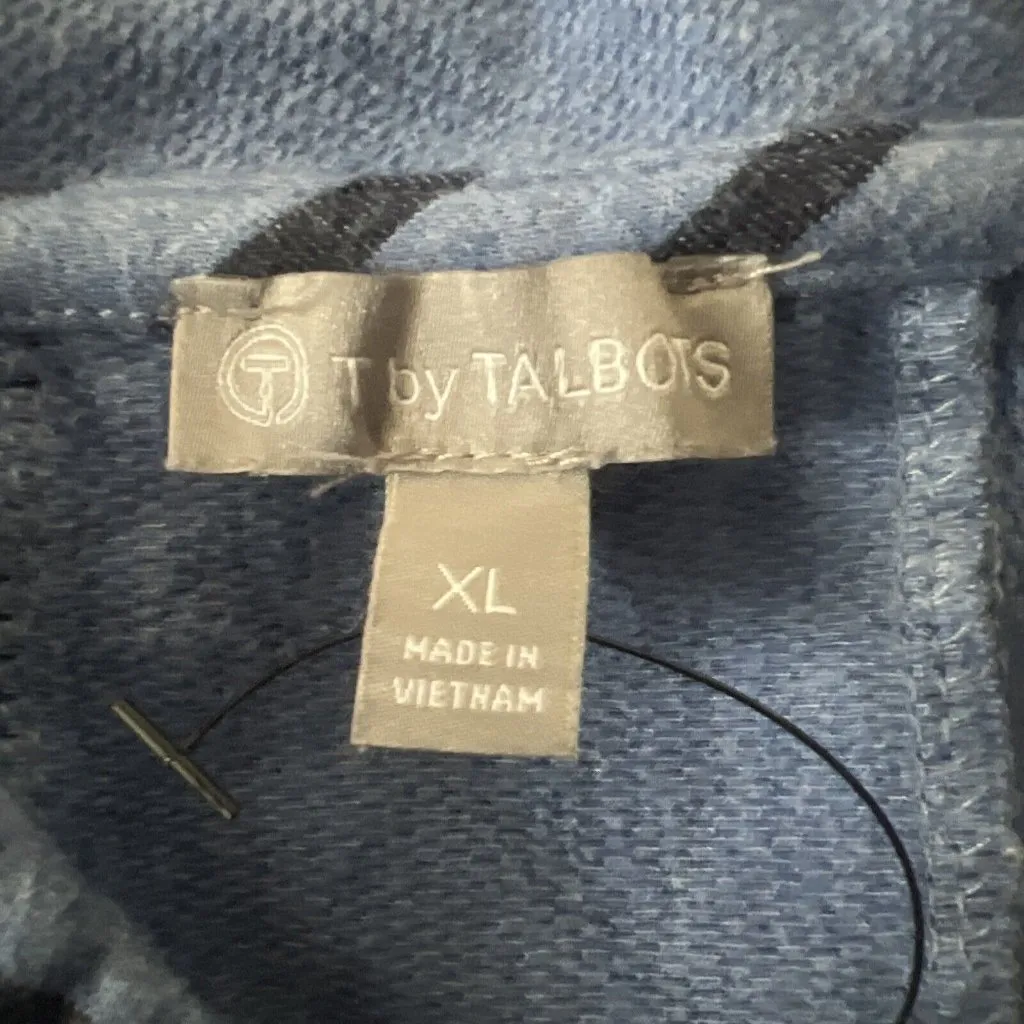 Talbots ‎ Asymmetrical Drawstring Pullover Women's Size XL Blue Navy Striped - Image 7