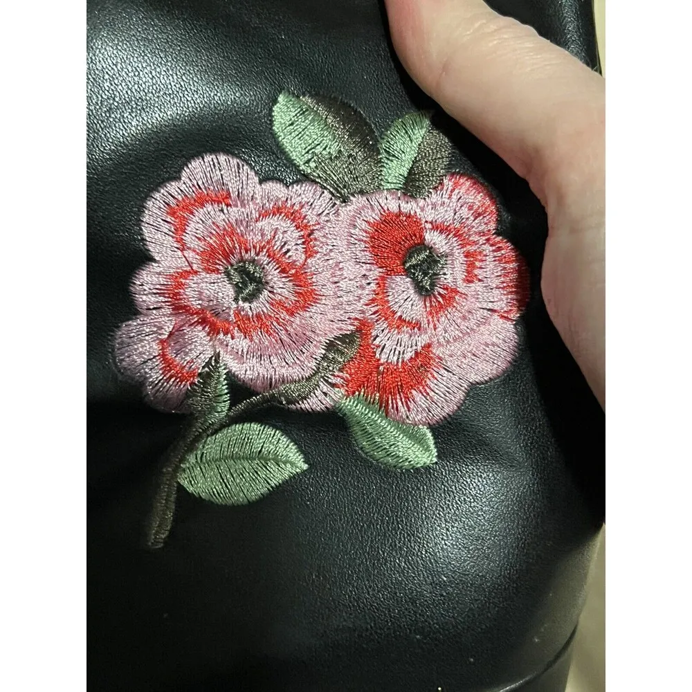 Shishang Women’s Embroidered Lace Up Faux Leather Character Booties Black Size undefined - Image 3