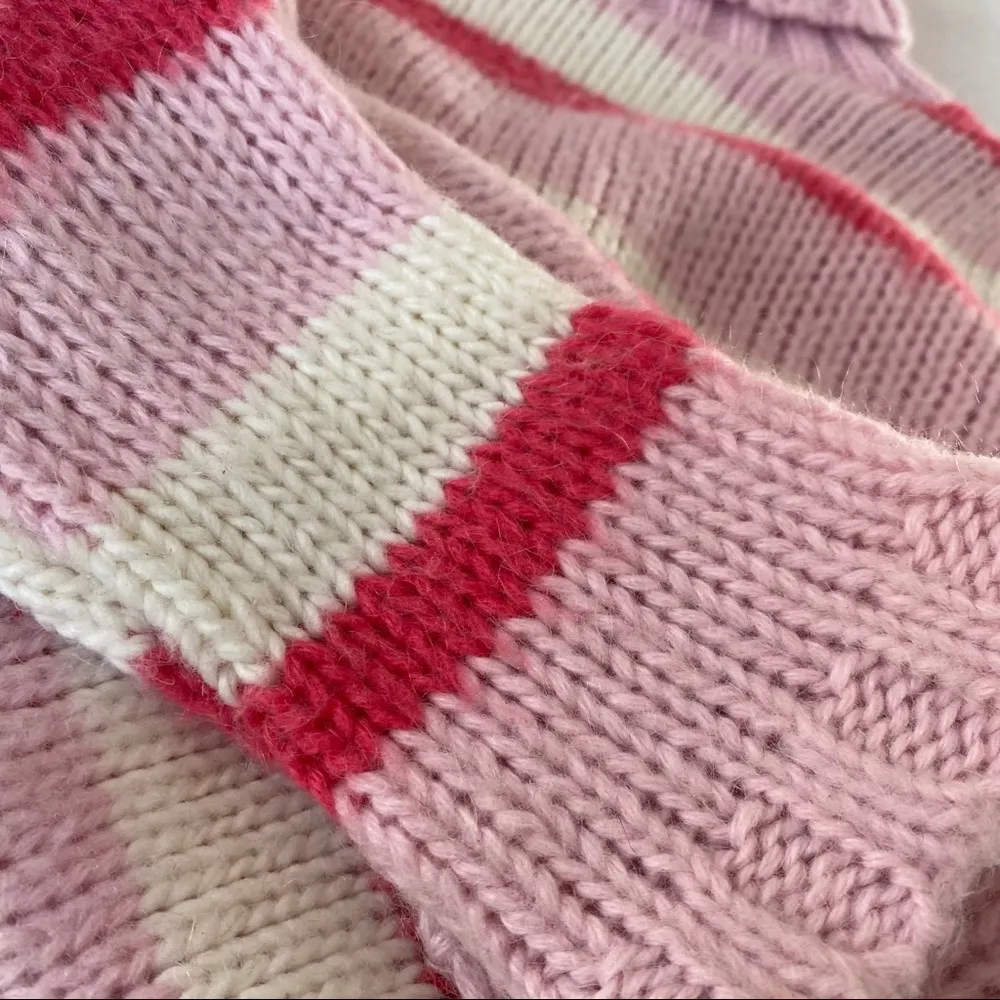 Sharagano Pink Striped Mohair Blend Sweater - Image 9