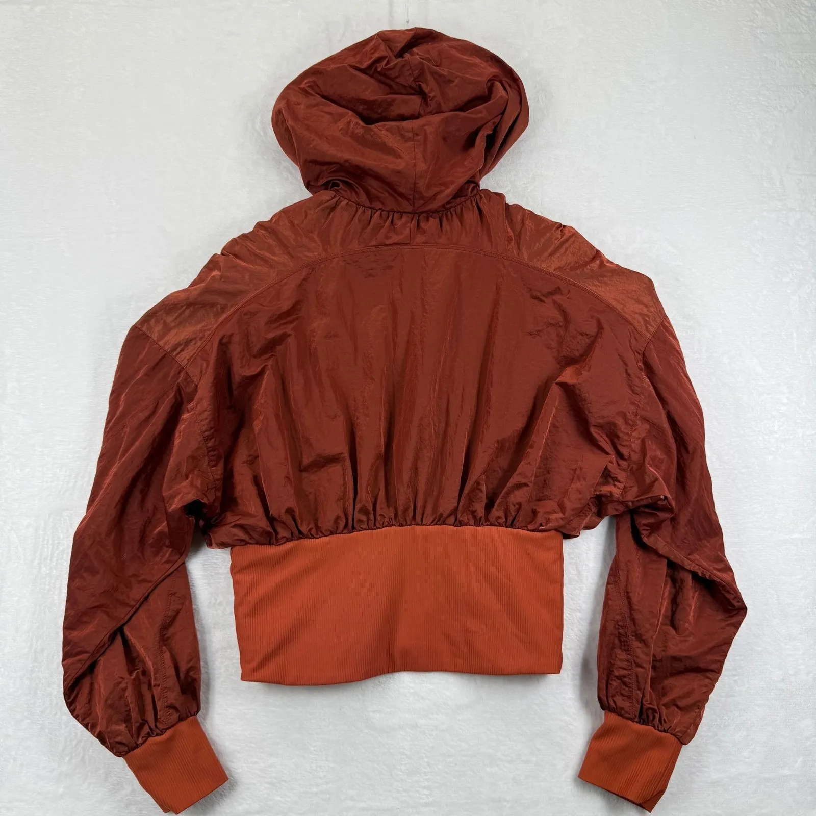 FP Free People Movement Start Me Up Hoodie Cropped Jacket Rust Orange M Brown Size M - Image 8
