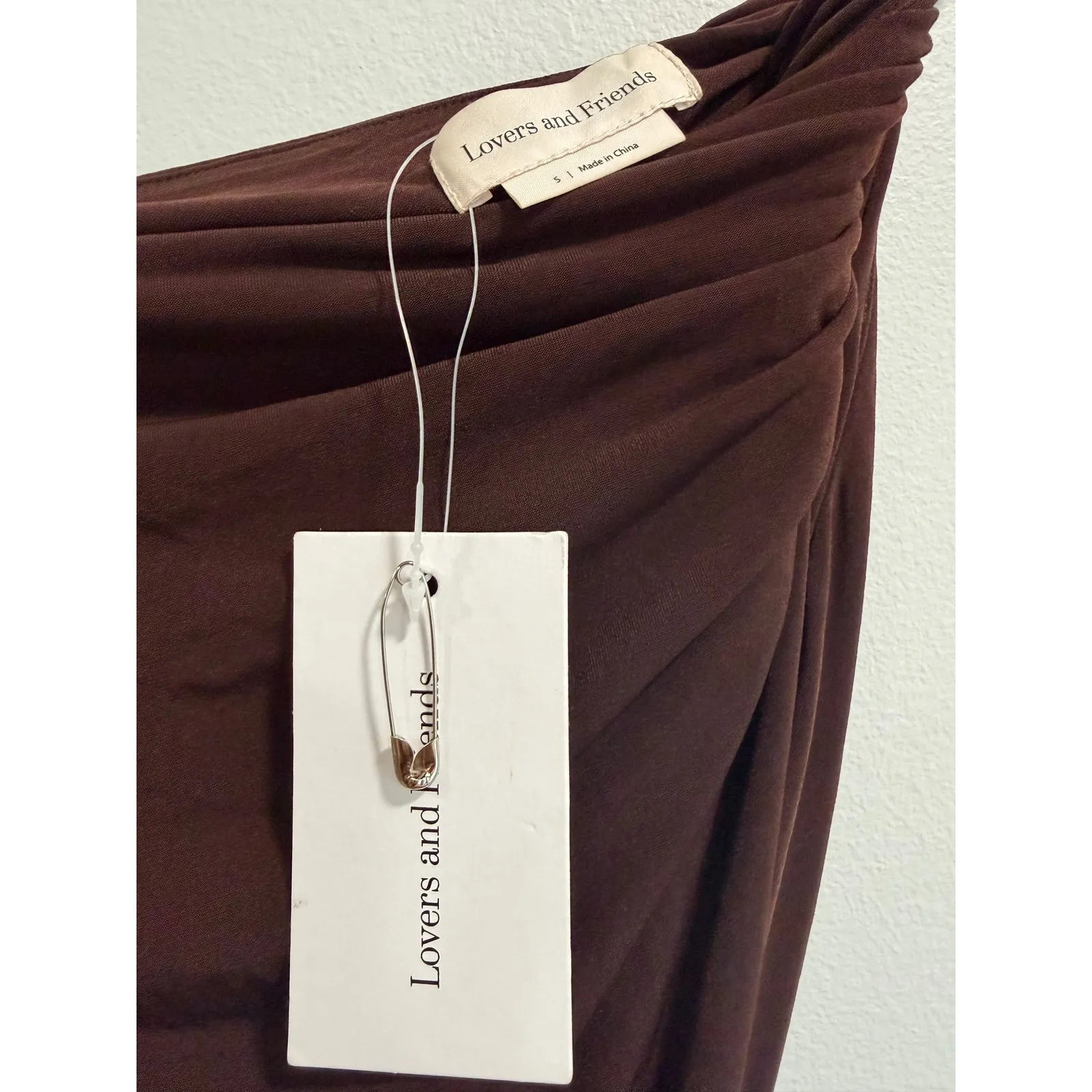 Lovers + Friends Sabrina Old Money Goddess Minimalist Espresso Gown NWT S - Image 5