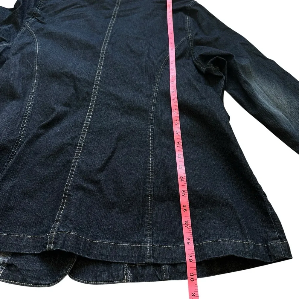 NWT Z Cavaricci Dark Denim Jacket 2X Stretch Contrast Stitching Notched Lapel Blue - Image 12