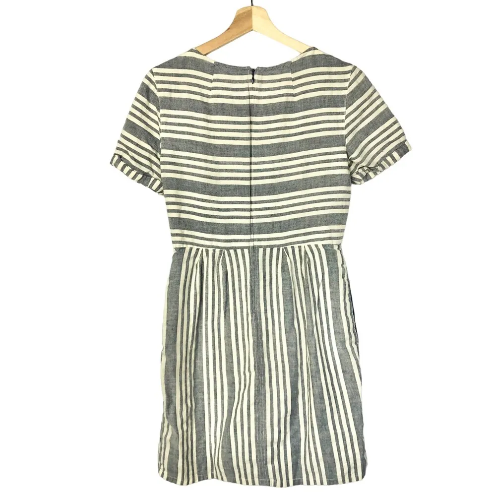Madewell Songbird Striped Stucco Blue & Cream Stripe Short Sleeve Mini Dress 4 - Image 24