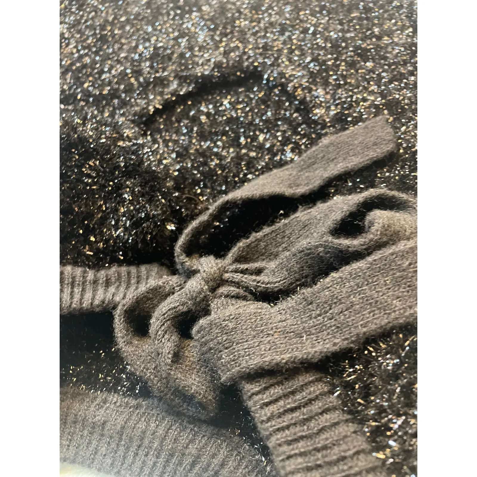 Sparkly Black Knit Sweater Vest Womens XL Metallic Sparkle Glitter Shimmer - Image 5