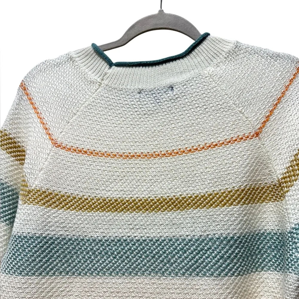 Democracy Cream and Blue Knit Sweater Size L Classic Casual Closet Staple Preppy - Image 7