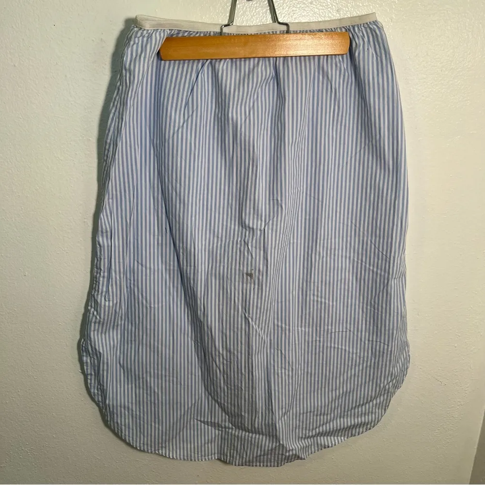 Monki Button Front Midi Skirt Blue White Stripe XS - Image 7