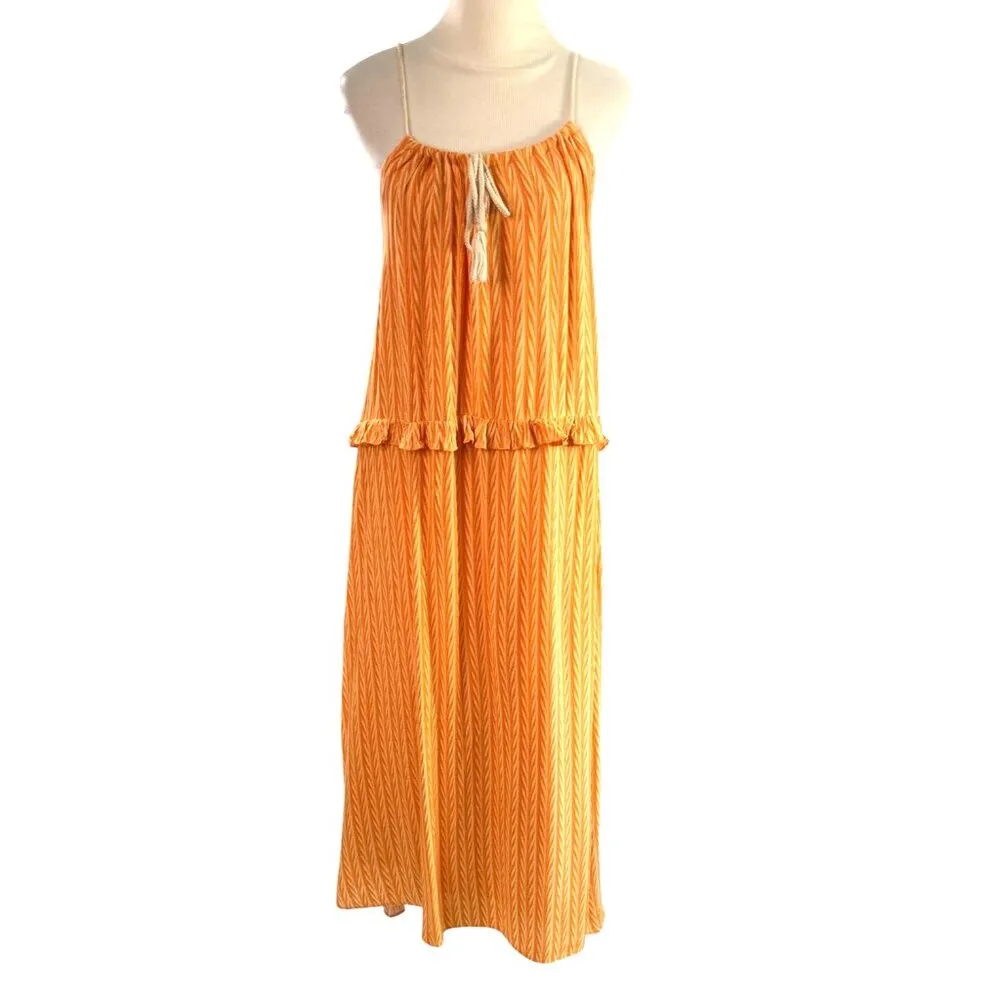 Taluhla Maxi Dress Womens Size Lg Orange Print Summer Festival Beach Resort Sun - Image 4