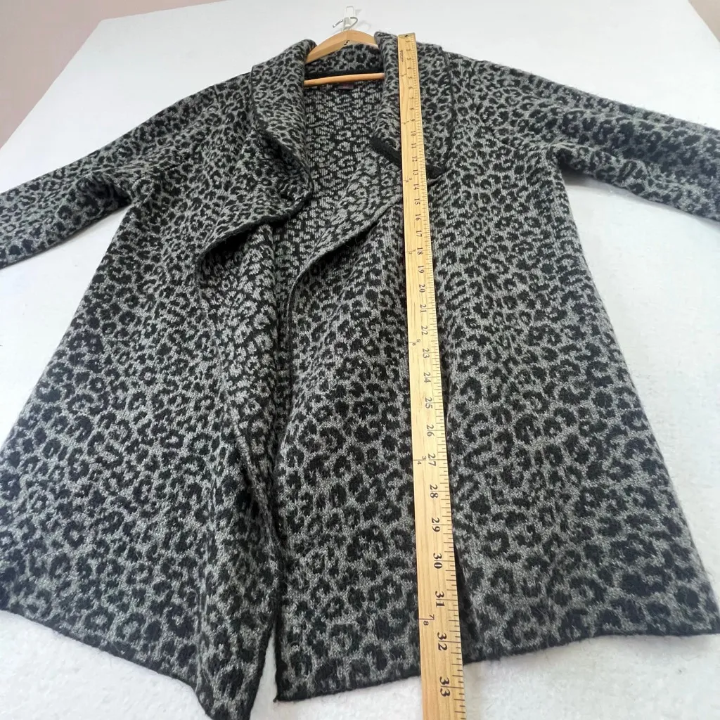 Christian Siriano Wool Blend Cardigan Sweater 1X Leopard Print Thick Cozy Cabin Black - Image 10