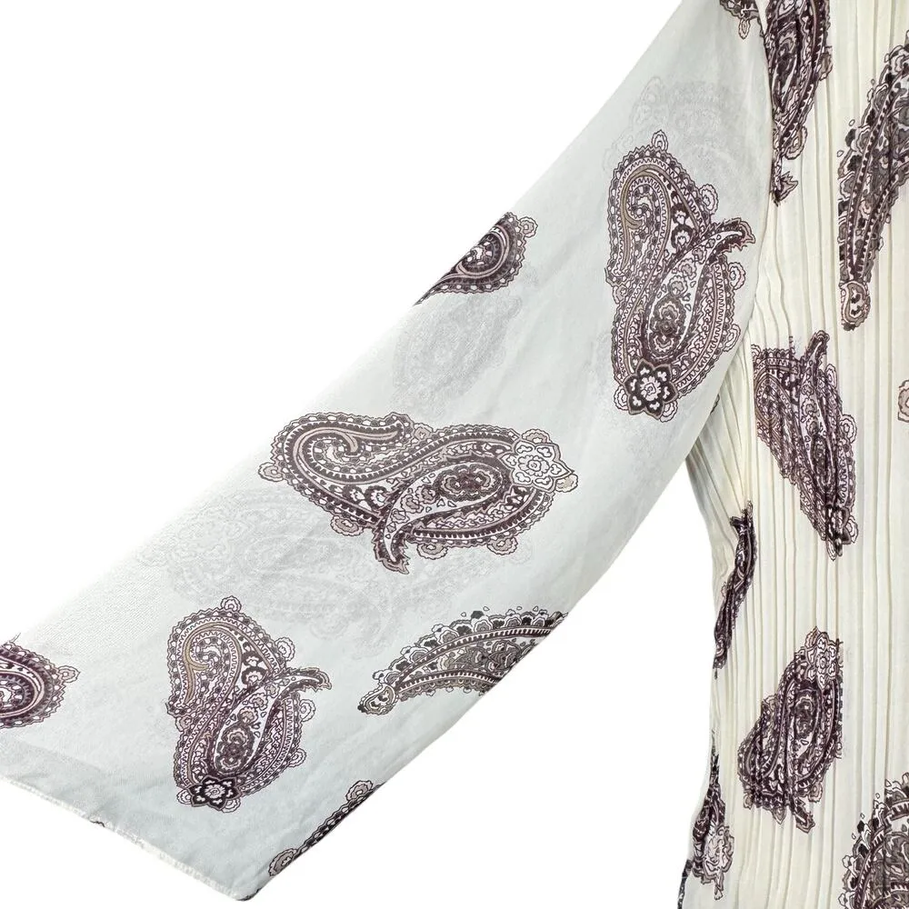 Chico’s Petite SZ 2P (Large) Top Paisley Accordion Pleats Long Sleeves Lined - Image 4