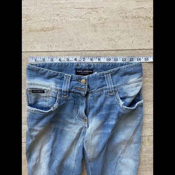 Dolce & Gabbana‎ Vintage Womens Distressed Jeans Blue Size IT 36 Ripped - Image 2