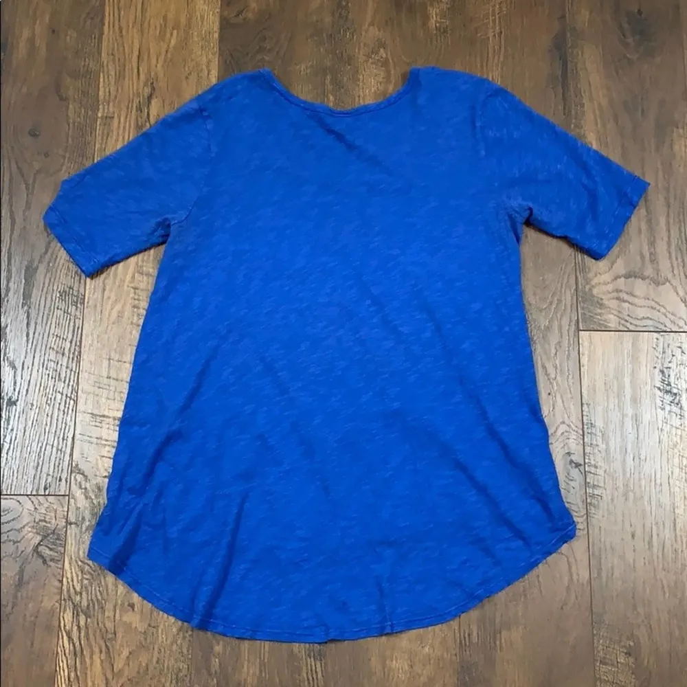 Anthropologie Left of Center Royal Blue Slubby Seamed T-Shirt - Image 4