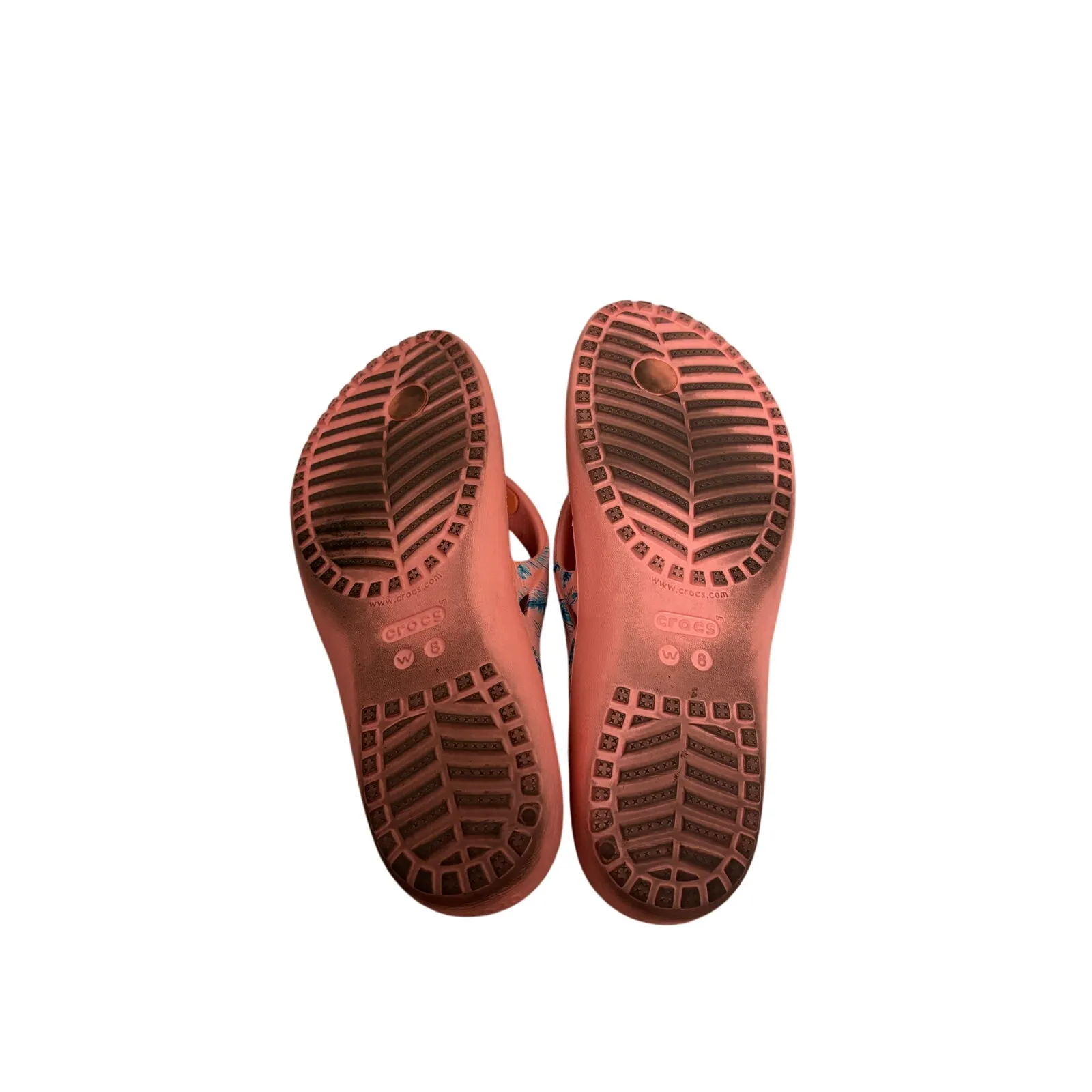 Crocs Flip Flops Womens Size 8 Kadee II Coral Pink Melon Tropical Floral Sandals - Image 6
