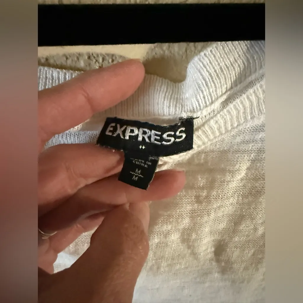 Express White Knit Boatneck Oversized Long Sleeve Sweater - Image 2