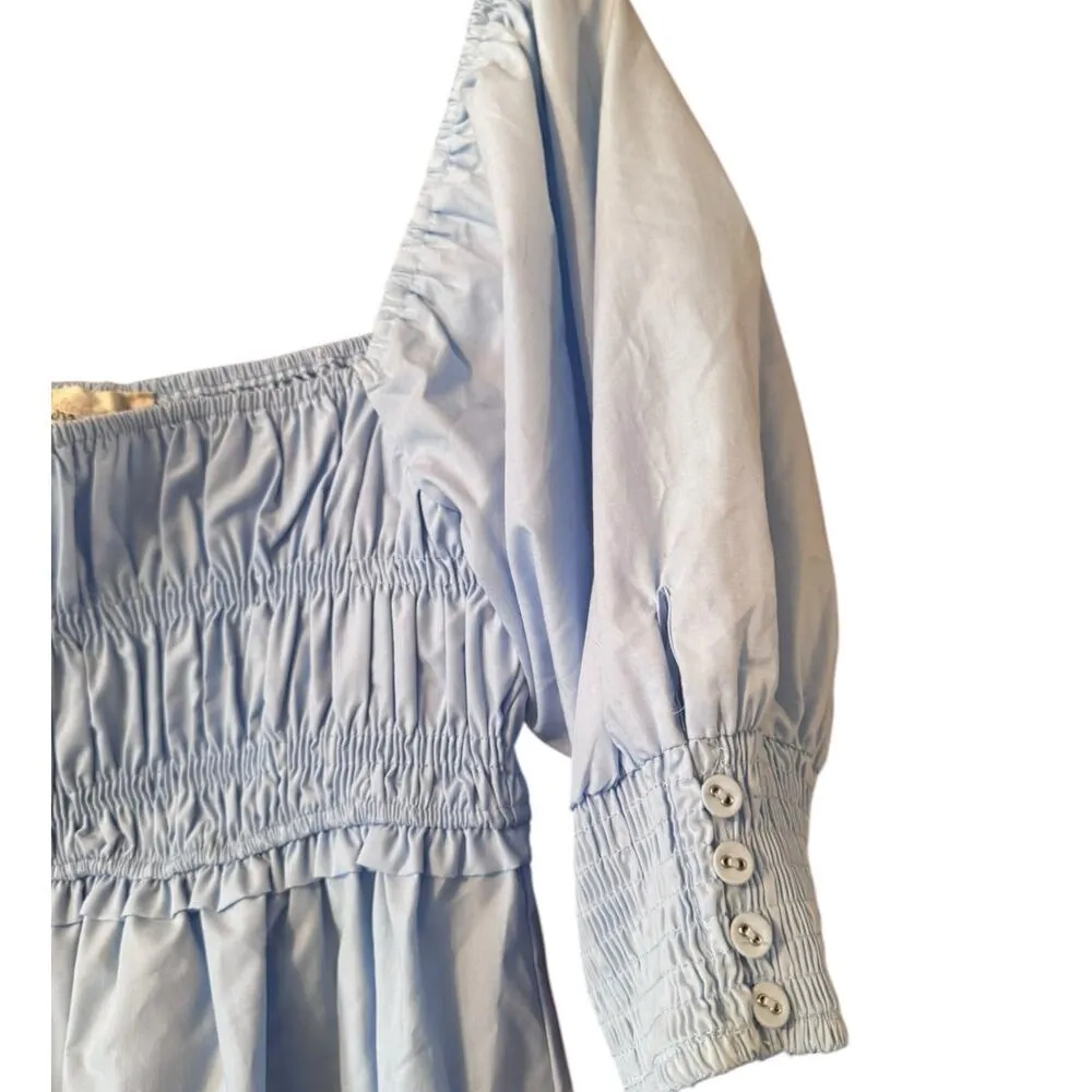 Alter'd State L Baby Pastel Blue Milkmaid Cottagecore 100% Cotton mini dress - Image 2