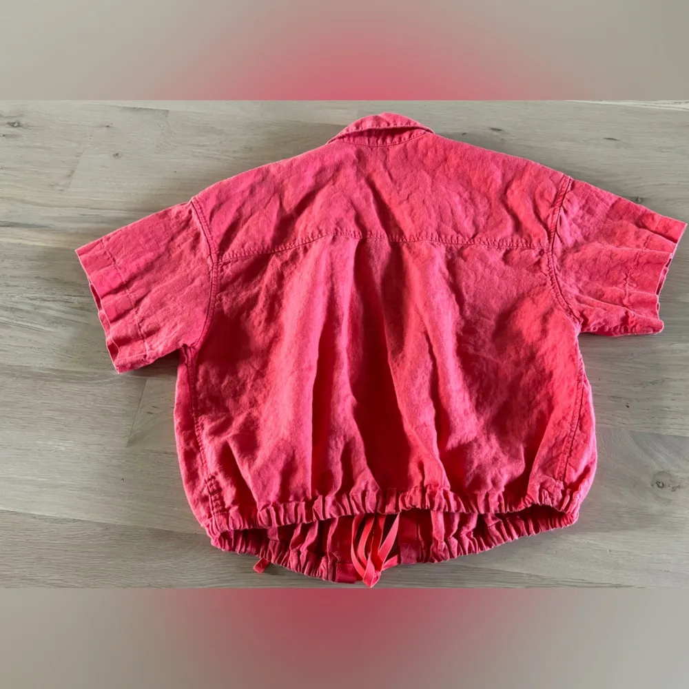 Athleta Playa Linen Passionfruit Coral wrap front Top Size large - Image 14