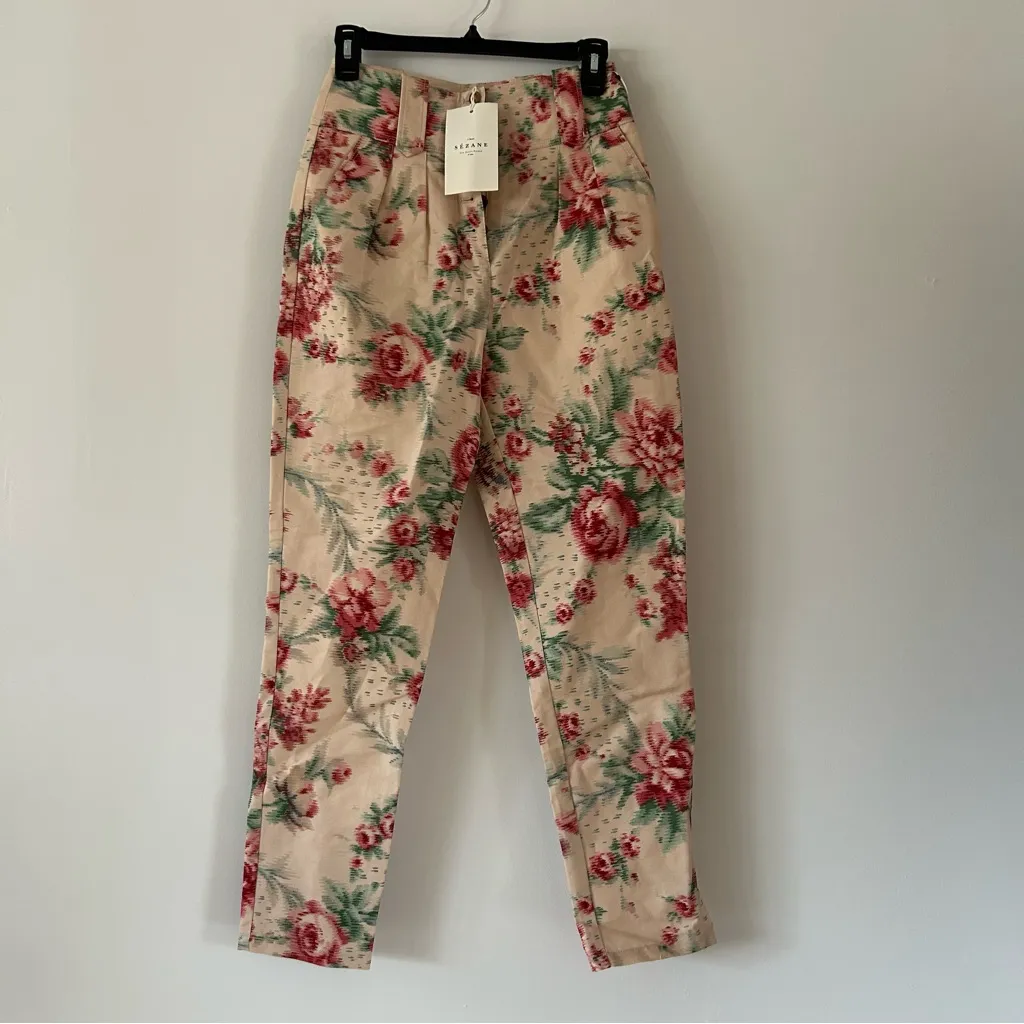 NWT Sezane Tonio Antique Flowers Trousers Pants Size 34 / US 2 - Image 2