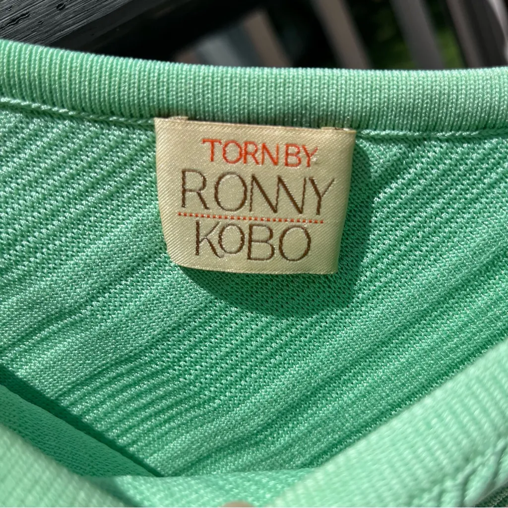 Torn by Ronny Kobo Green Ribbed One Shoulder Bodycon Mini Dress Size S - Image 2