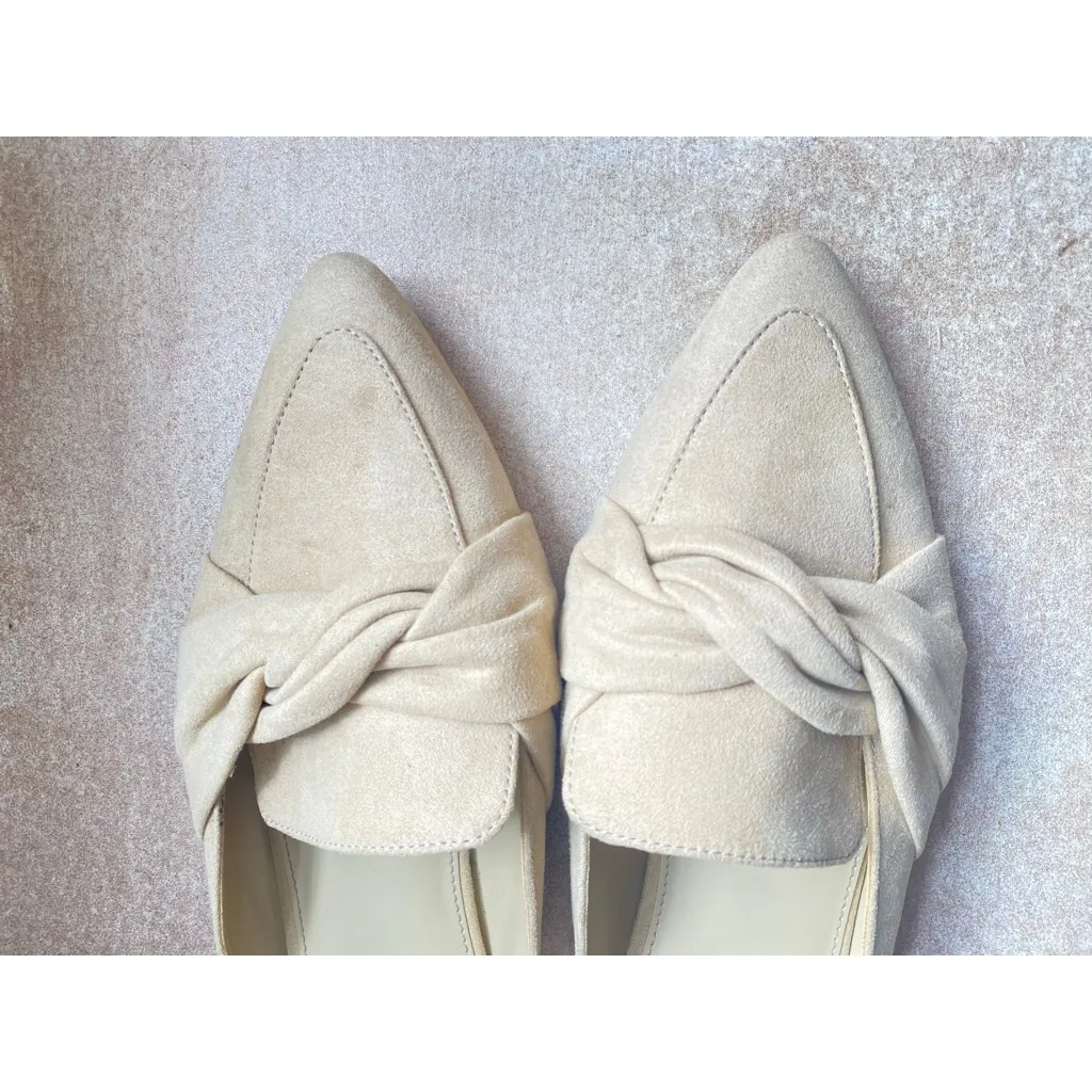 J.Crew Pointed Toe Slip-On Loafers Beige Suede Knotted 9 Preppy Coastal Summer - Image 4