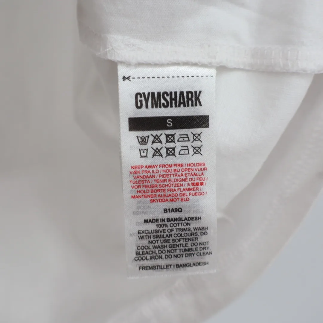 Gymshark Logo T Shirt White Crew Neck Short Sleeve Athleisure Size S - Image 5