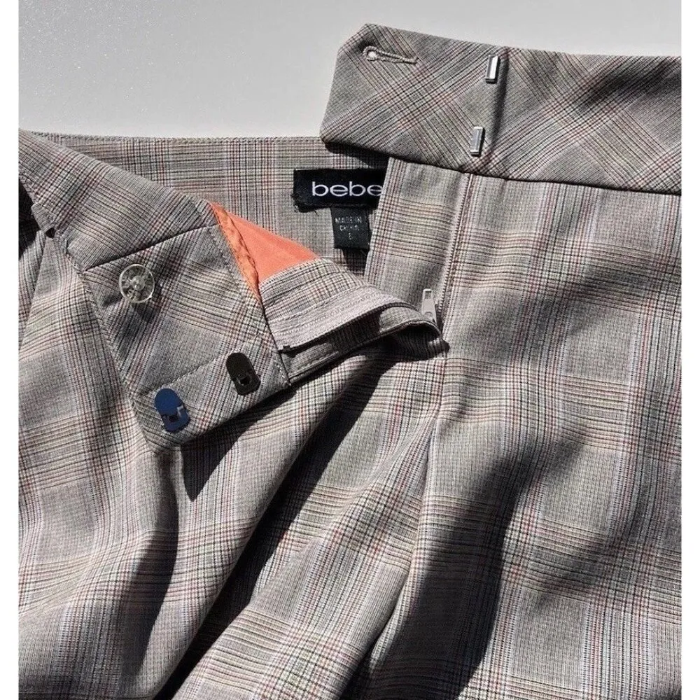 BEBE Women’s Pants  Sz 6 Classic Lined Straight Zip Brown Metallic Cream USA NWT - Image 9