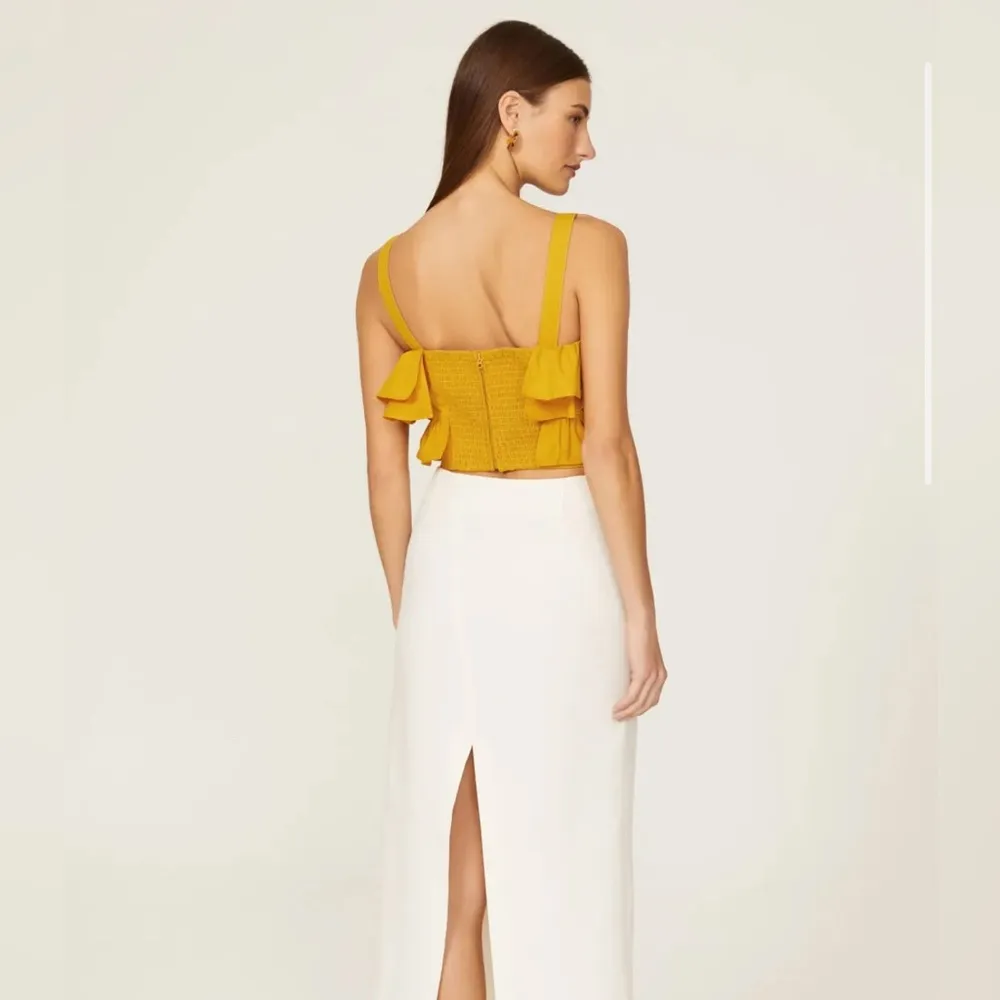 Jason Wu Top Womens Yellow Flouncy Ruffle Crop Top Size 2 - Image 9