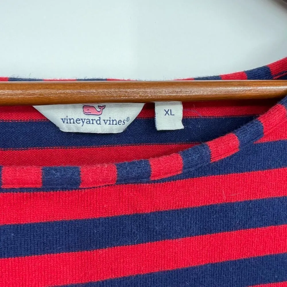 Vineyard Vines pullover navy blue & red pullover scoop neck preppy dress size XL - Image 6