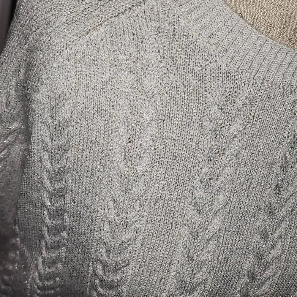 Athleta  Womens White Metallic Crossroads Crew‎ Sweater Small - Image 3