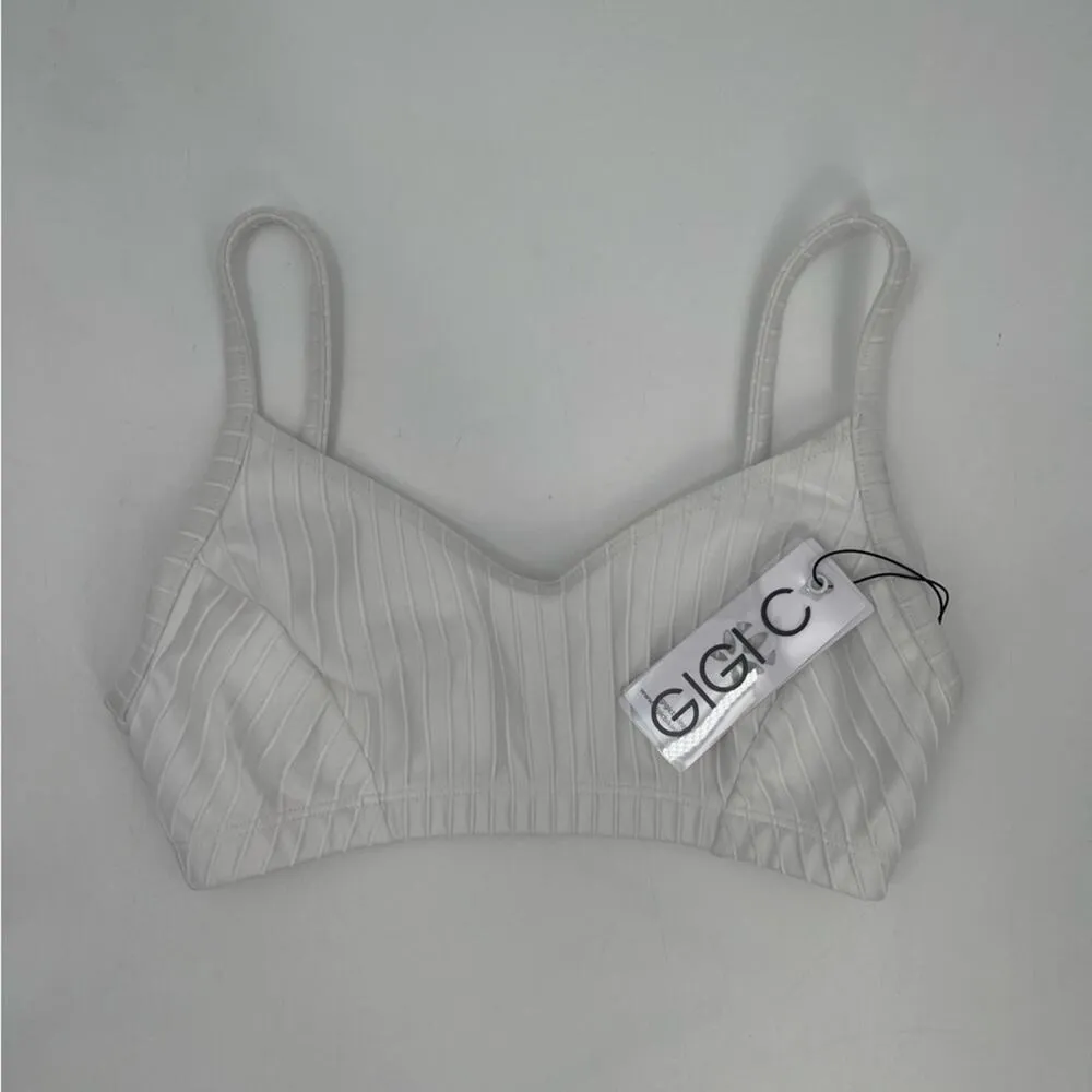 GIGI C Bikini Top Extra Small White Ribbed Beach Swim Designer Resort Coast NWT Size XS - Image 12