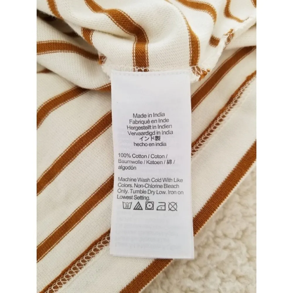 J.CREW Long Sleeve Knit Ruffle Stripe Henley Top Brandy & Cream Size XXS - Image 7