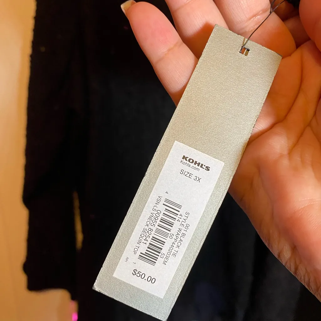 Apt. 9 Black Sequin Layered Sweater 3XL NEW - Image 4