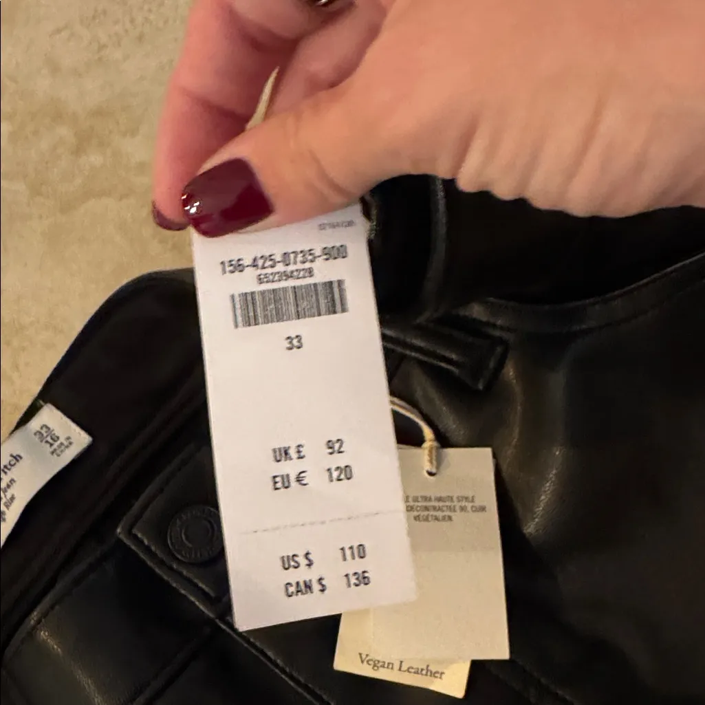 Abercrombie & Fitch The 90’s Relaxed Jean Ultra High Rise 
Black Vegan Leather - Image 4