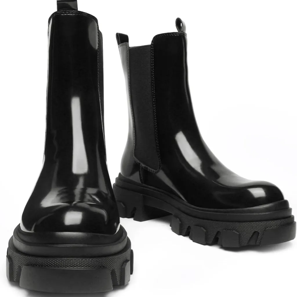 DREAM PAIRS Platform Chelsea Boots Lug Sole Combat Mid Calf Slip On - Image 14