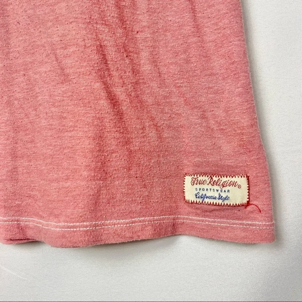 True Religion Y2K Logo V-Neck Short Sleeve T-Shirt L - Image 4