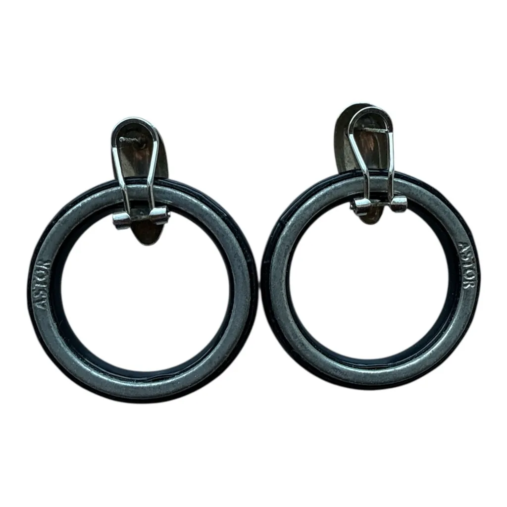 Vintage Astor Interchangeable Mod Earrings Clip On Set Black - Image 3