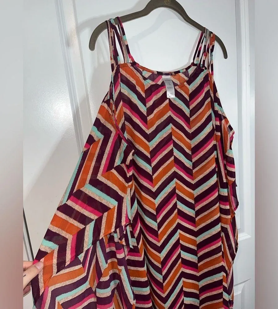 Swimsuits for All Cover Up Sheer Chevron Styled Pull Over One Size Swim Top - Image 11