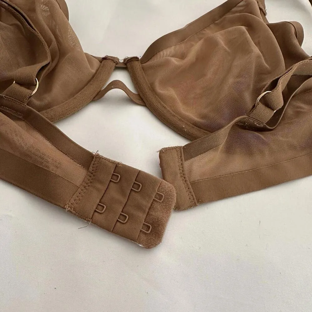 Auden Semi Sheer 36C Brown Mesh Unlined Demi Coverage Underwire Size undefined - Image 6