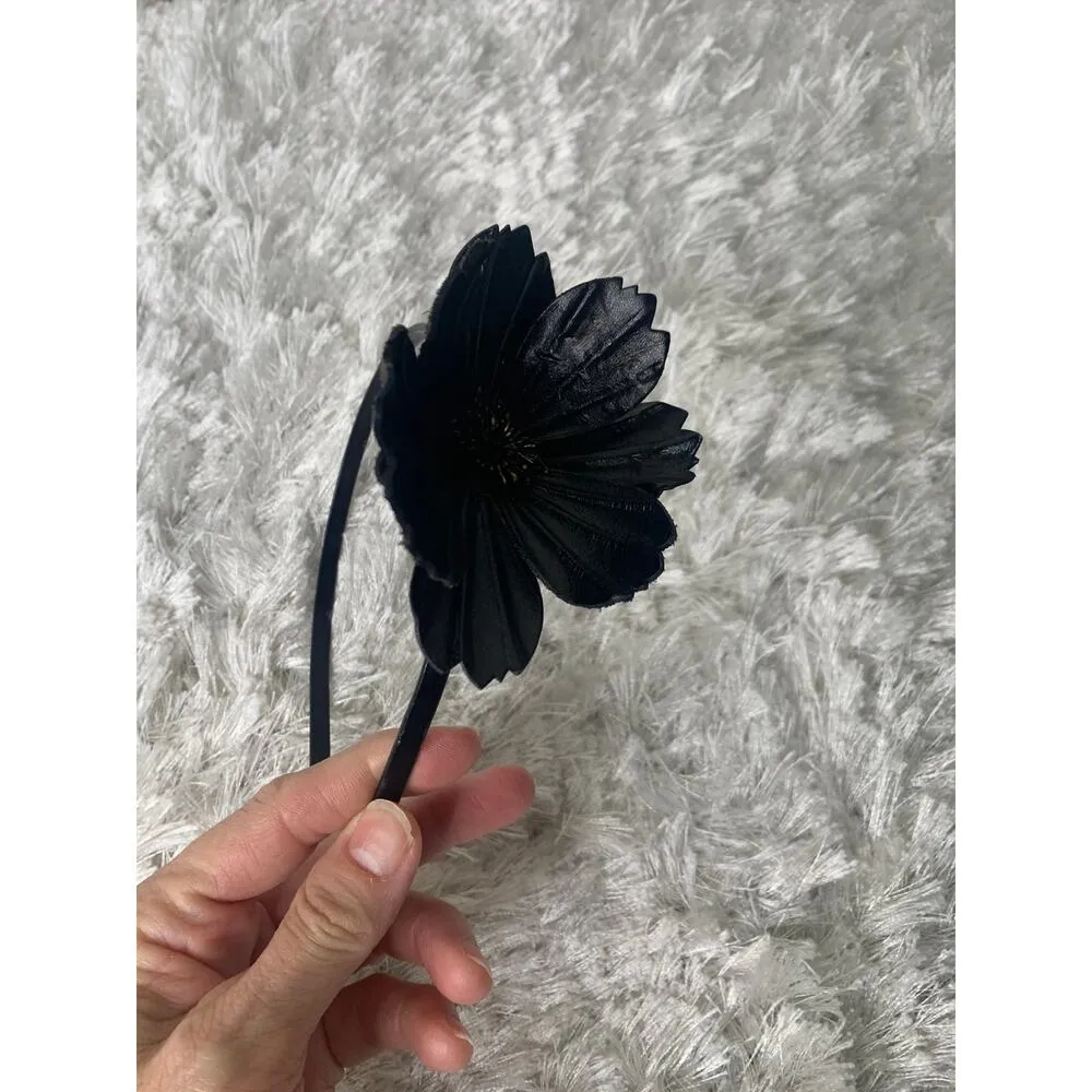 Black Leather? 3D Flower Headband OSFA - Image 5