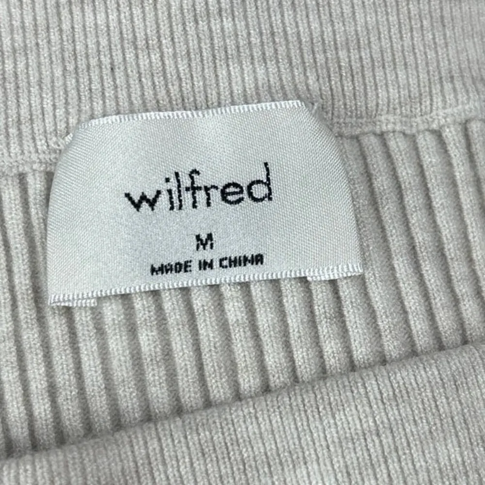 Aritzia Wilfred Beige Ribbed Knit Stretch Bodycon Straight Mini Pencil Skirt - M - Image 5