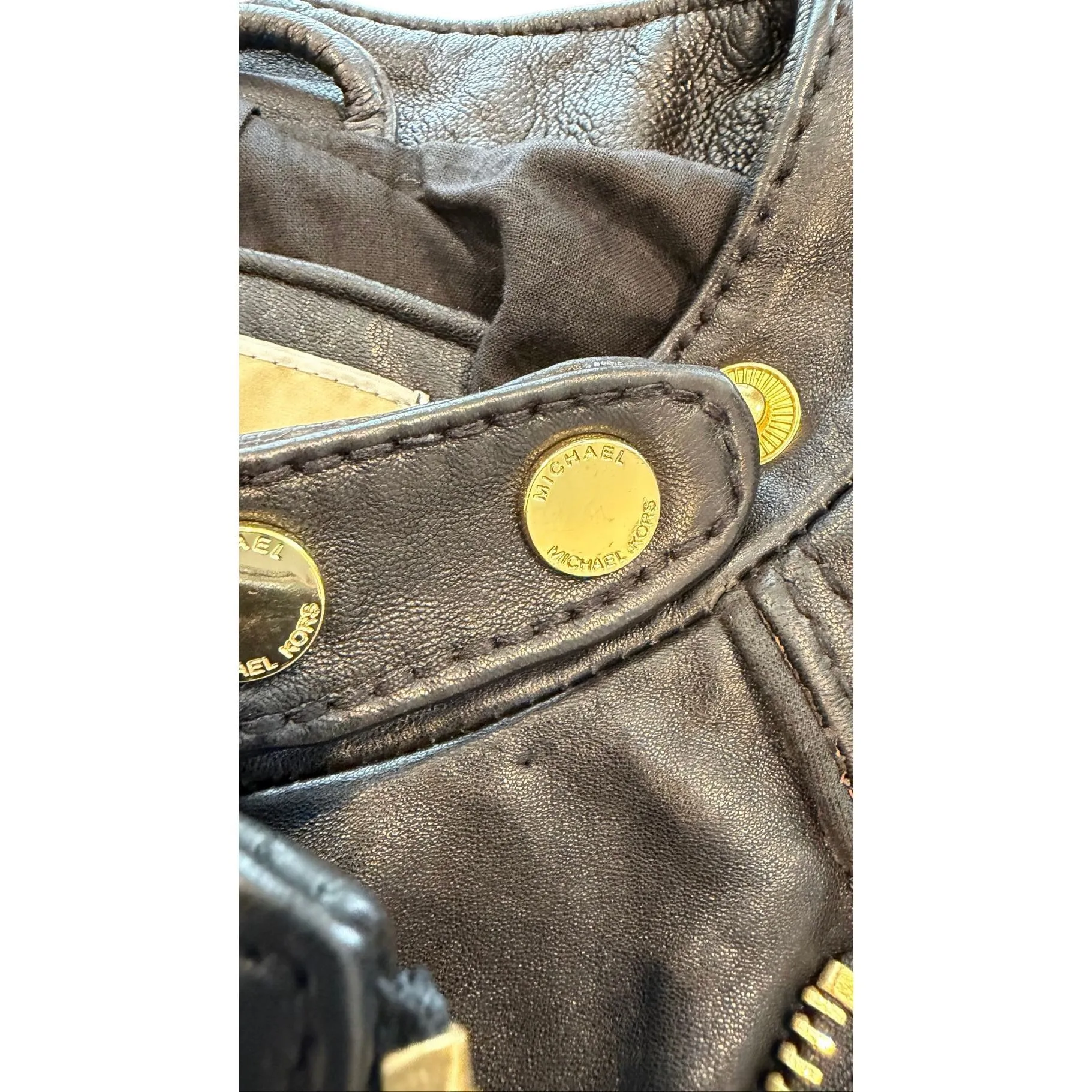 Michael Kors  Black Leather Moto Jacket size S - Image 10